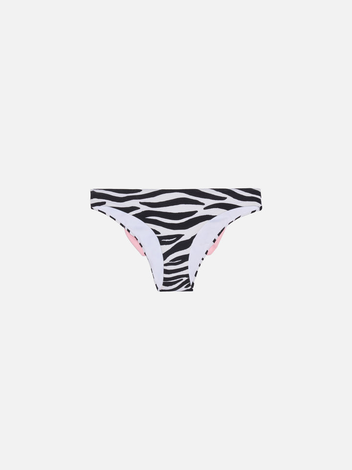 Girl zebra printed swim briefs with bow - MC2 Saint Barth
