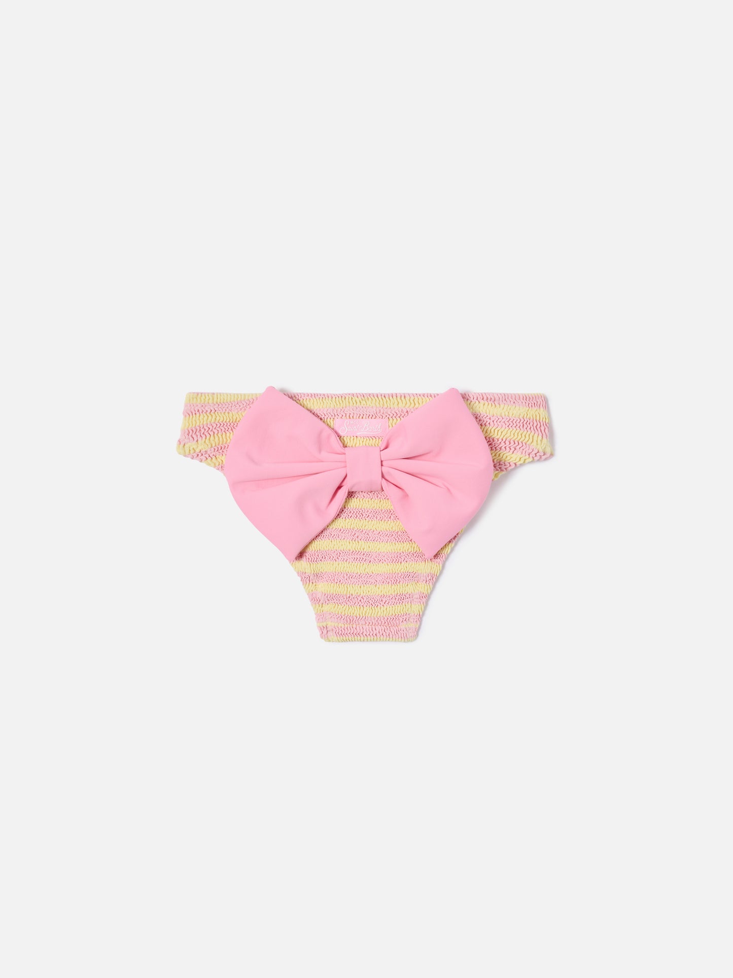 Madame crinkle striped swim briefs in pink and yellow