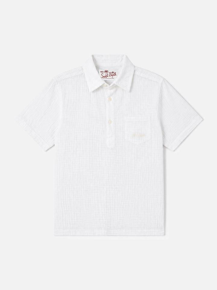 Polo en gaze de coton blanche Madeira 