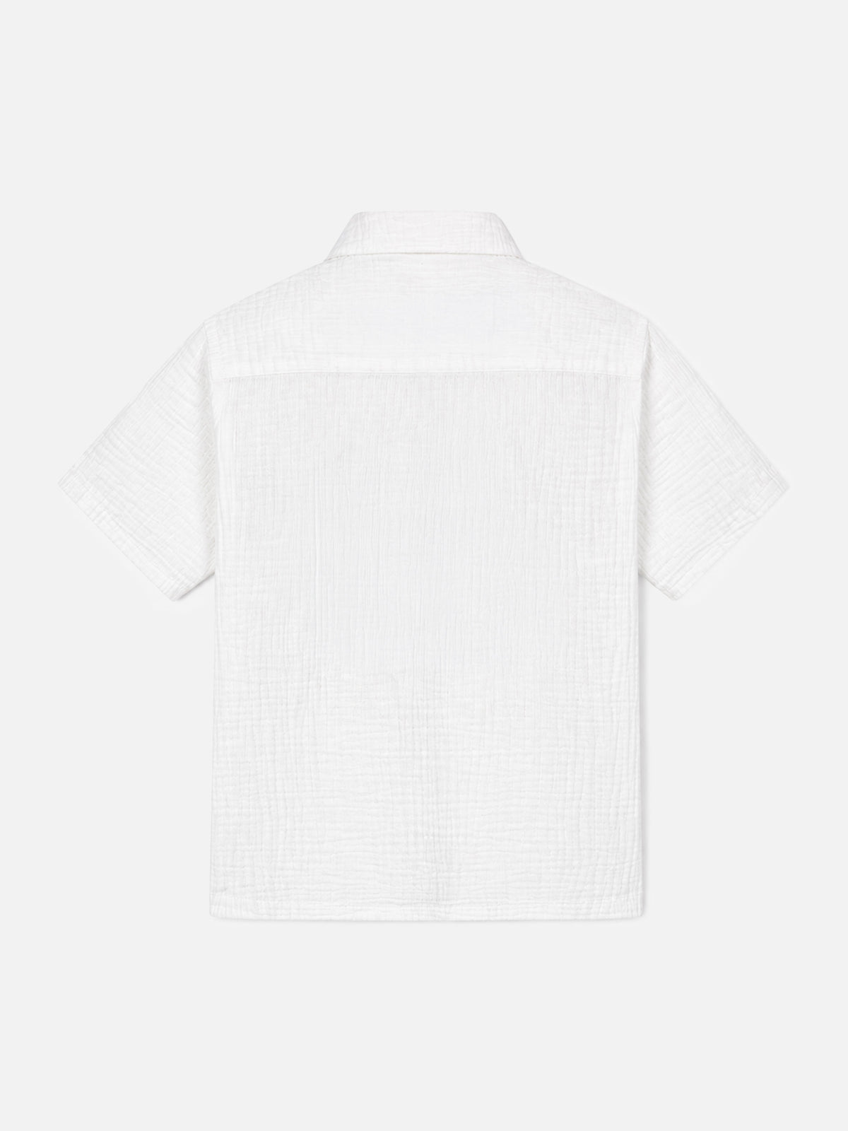 Chalk white Madeira crinkled cotton polo shirt