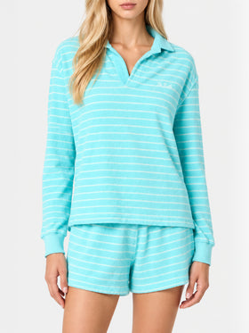 Sweat-shirt rayé en éponge bleu clair Magda 
