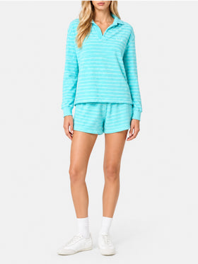 Sweat-shirt rayé en éponge bleu clair Magda 