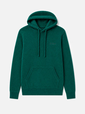Pull à capuche Mahony en laine couleur unie british green 