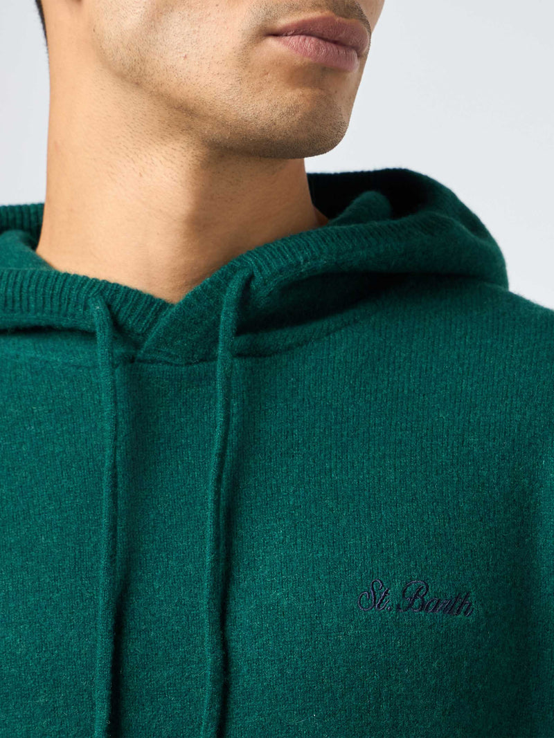 Maglione con cappuccio verde inglese da uomo Mahony