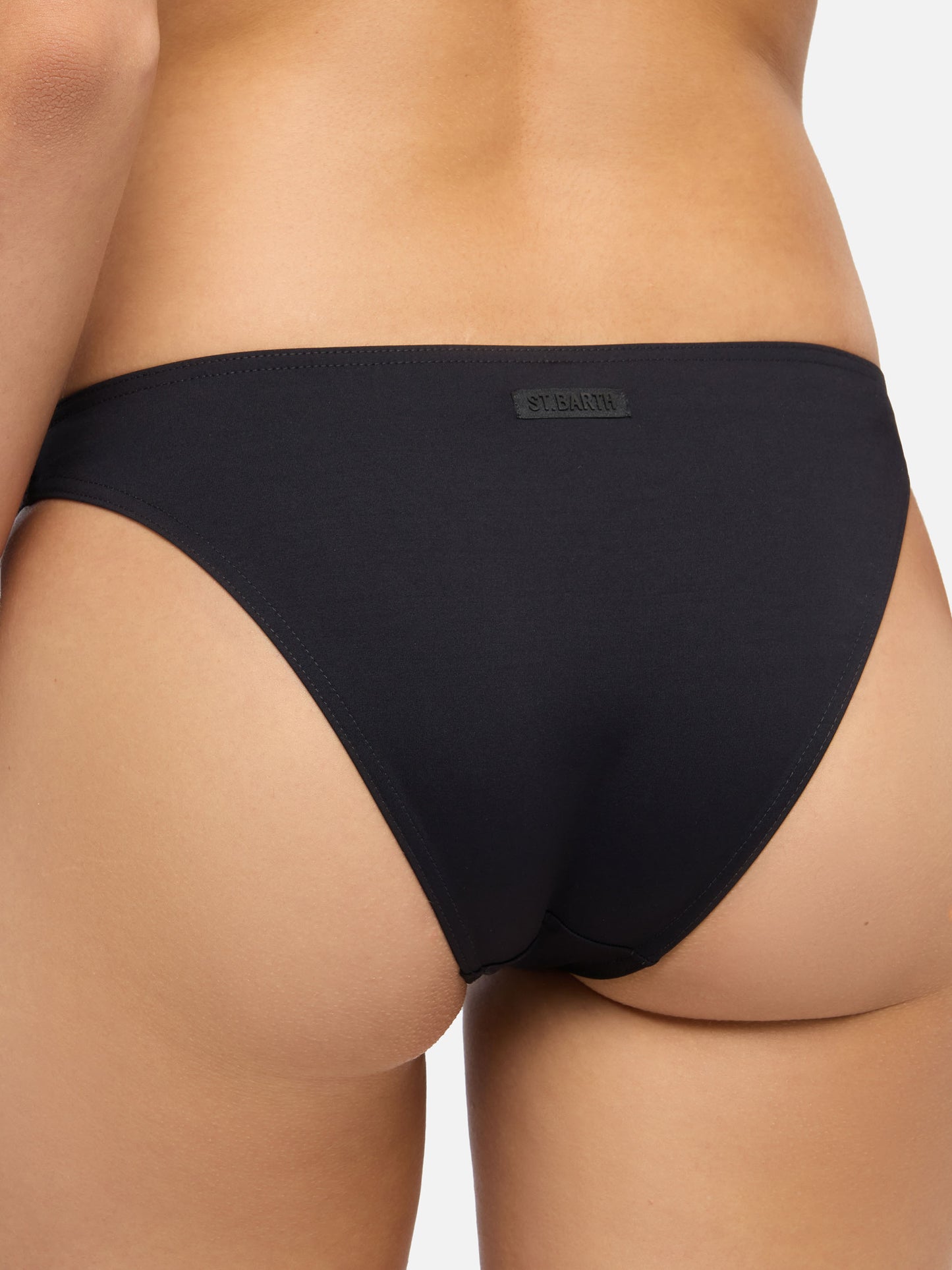 Schwarze Badehose mit hoher Taille „Maia“ – schwarzes Dreiecks-Bralette-Oberteil „Gaia“
