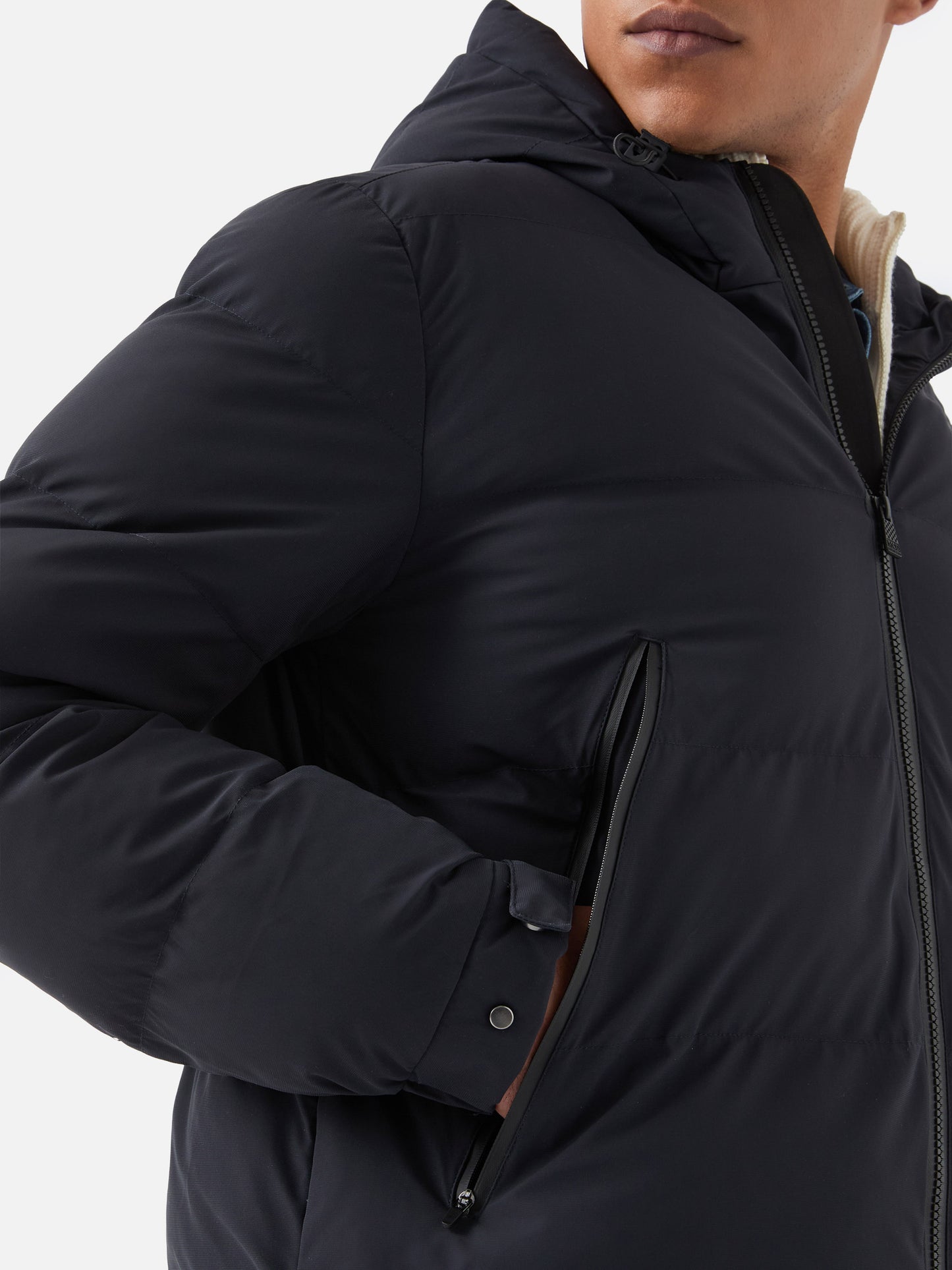 Man navy blue hooded puffer jacket Maier