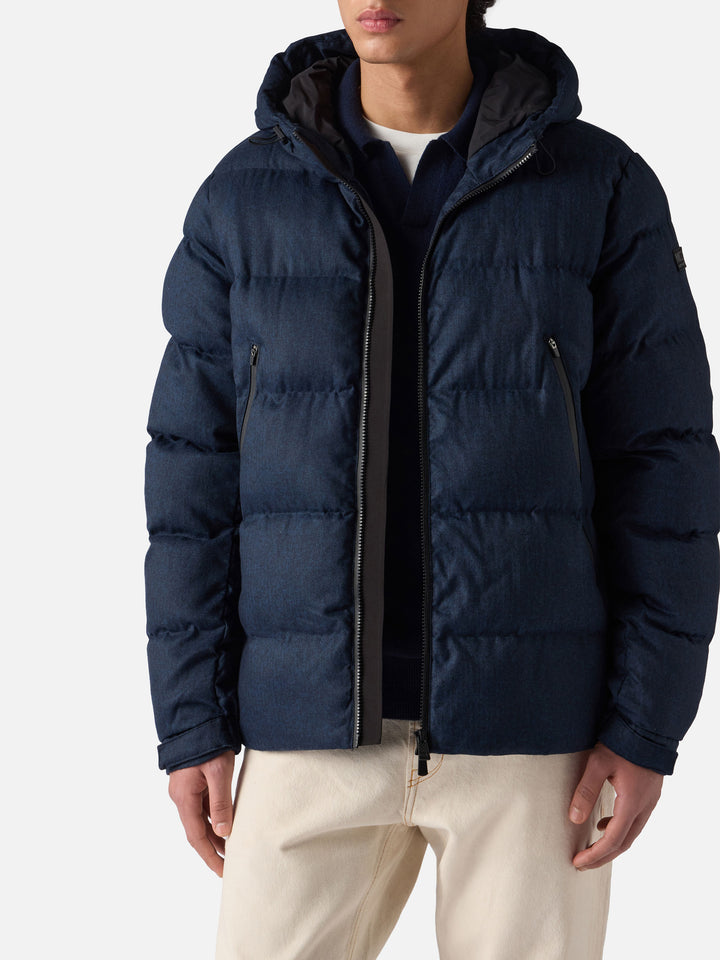 Marineblaue Steppjacke aus Flanell mit Kapuze für Herren von Maier