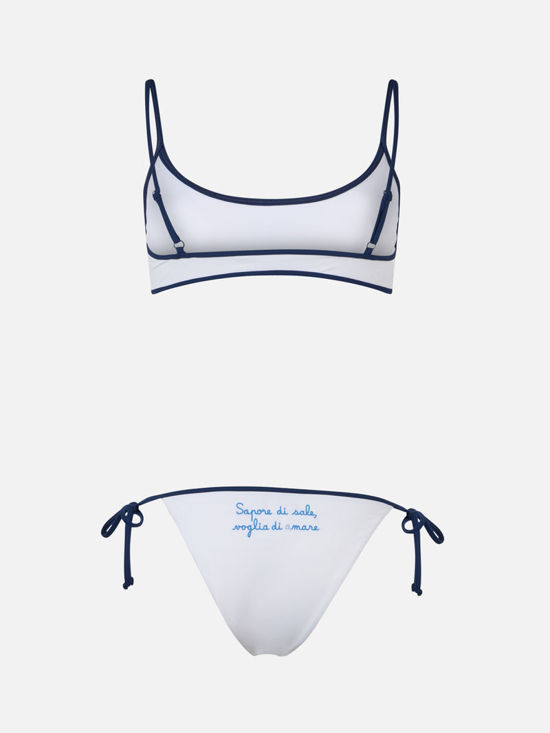 Woman bralette bikini Maju with Sapore di sale,Voglia di amare embroidery | @serepocaiontas SPECIAL EDITION