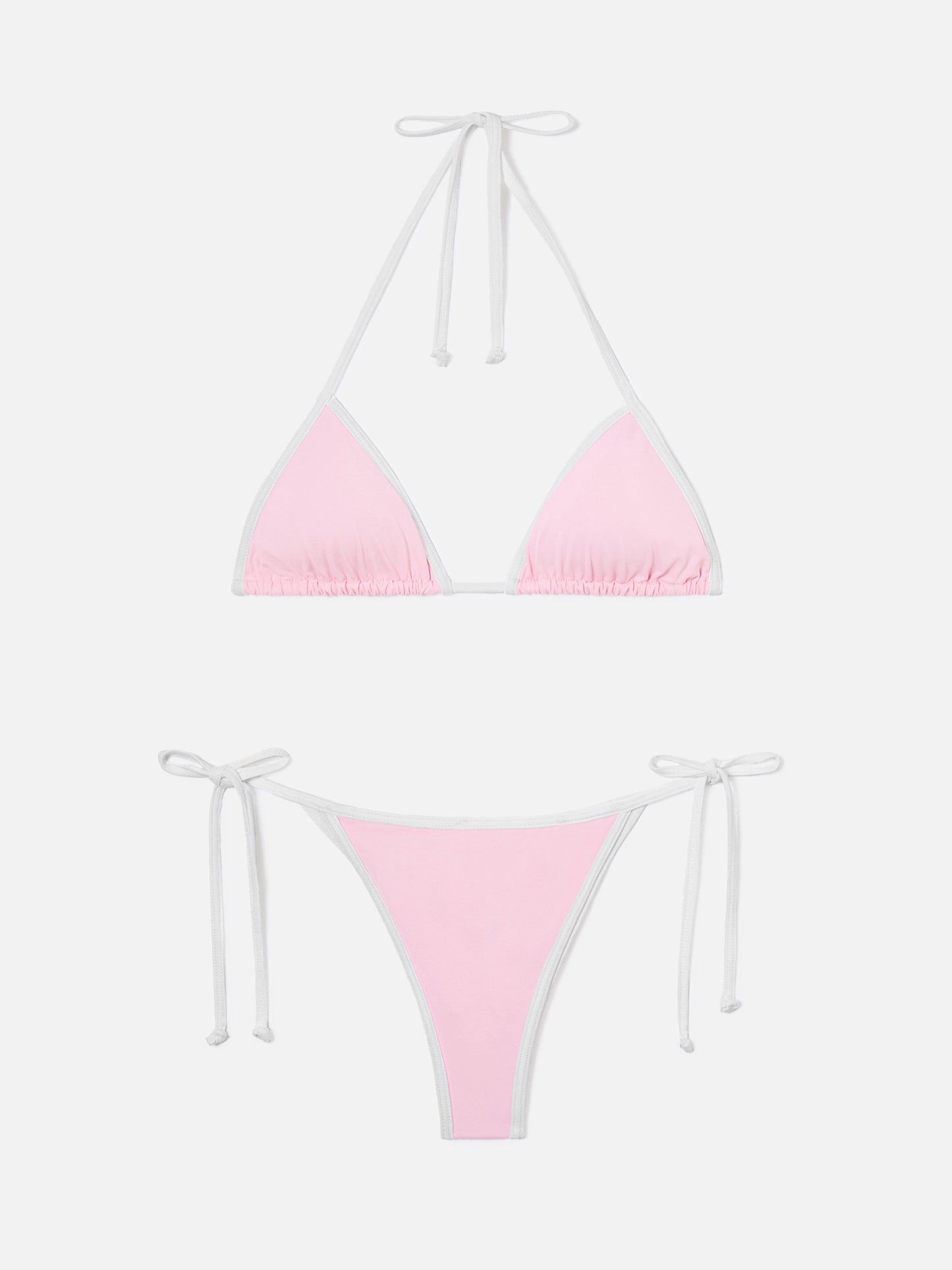 Leah Marielle light pink and white bikini with contrast trims