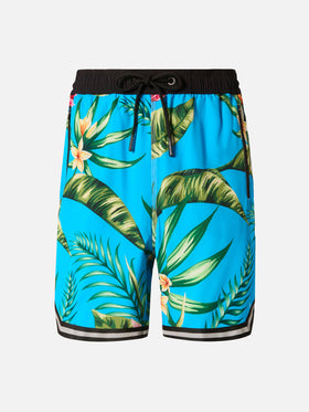 Badeshorts mit Blumenmuster im Surf-Stil