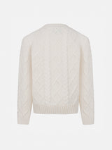 Girl cable knit sweater Malmo with Cortina embroidery