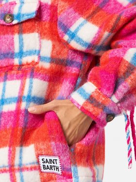 Marceline Tartan-Overshirt-Jacke mit Fransen 
