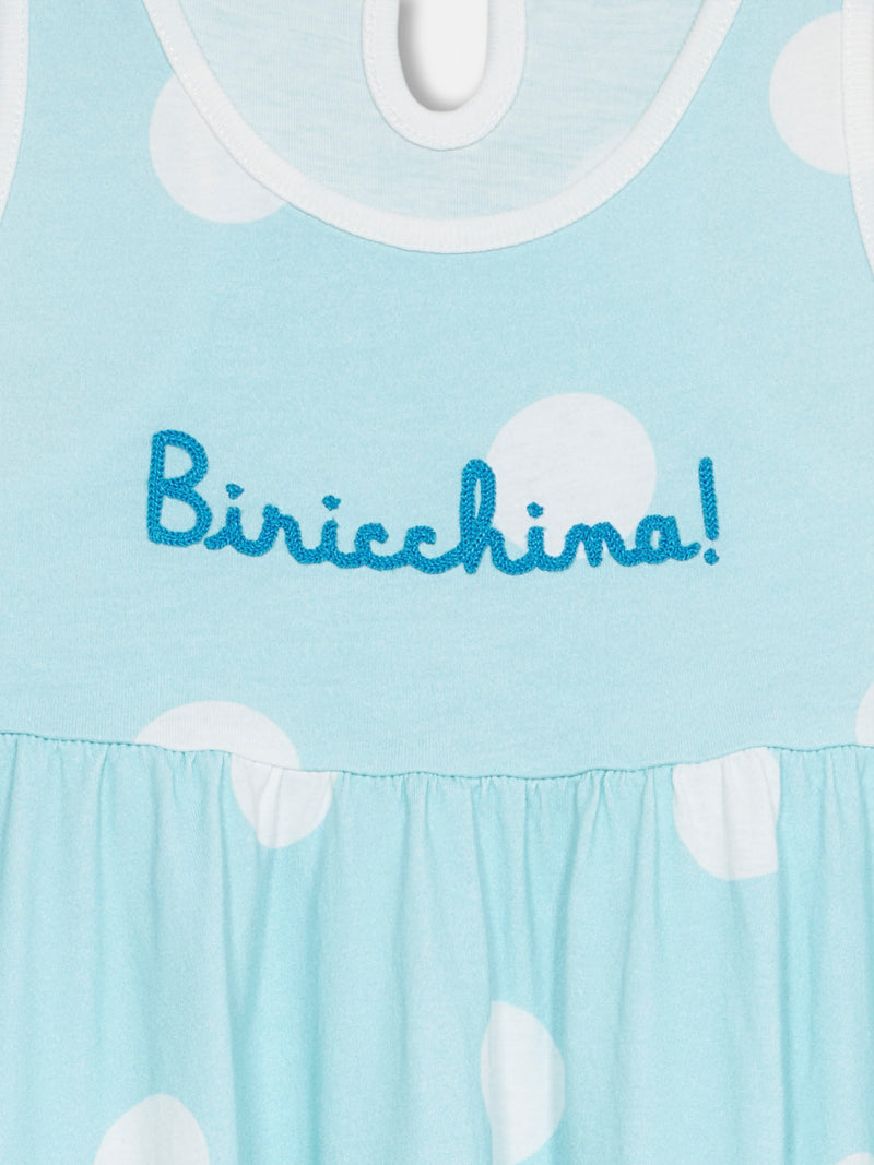 Girl cotton dress Masha with print and "Biricchina" embroidery