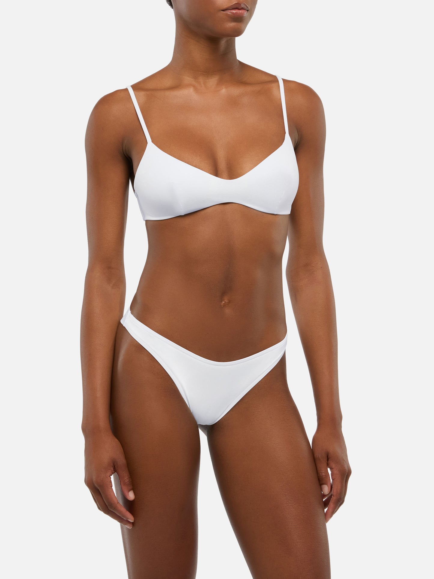 Scoop bralette bikini May Naomi in white with cheeky swim briefs