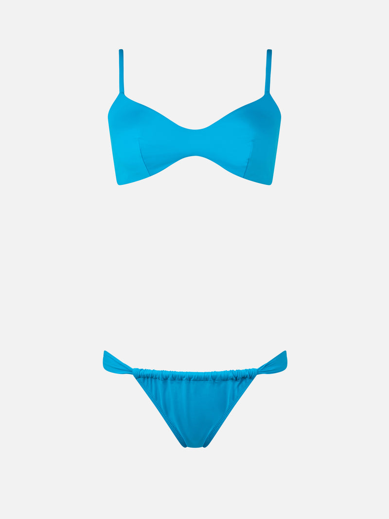 Türkisfarbener Scoop-Bralette-Bikini für Damen von May Noelle