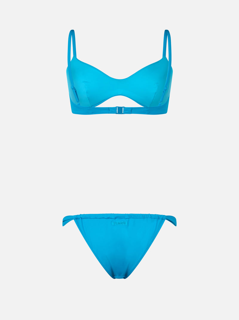 Türkisfarbener Scoop-Bralette-Bikini für Damen von May Noelle