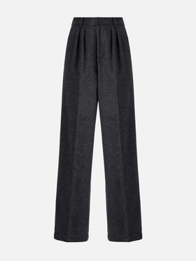 Marcel straight-leg trousers grey melange with pleats