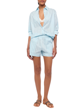 Meredith cotton popeline classic shirt with striped rhinestone embellishment