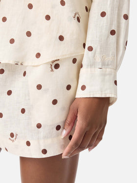 Leinenhemd Meredith mit Polka Dots und Saint Barth-Stickerei 