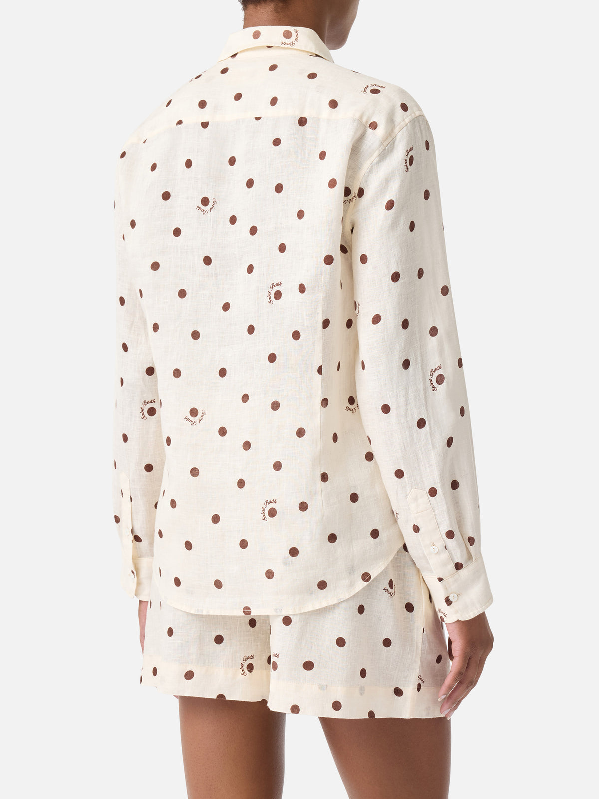 Leinenhemd Meredith mit Polka Dots und Saint Barth-Stickerei 