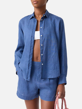 Camisa Meredith de lino con lunares y bordado Saint Barth 