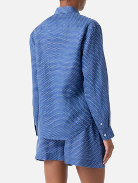 Camisa Meredith de lino con lunares y bordado Saint Barth 