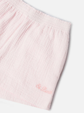 Meave Jr cotton muslin shorts in pink