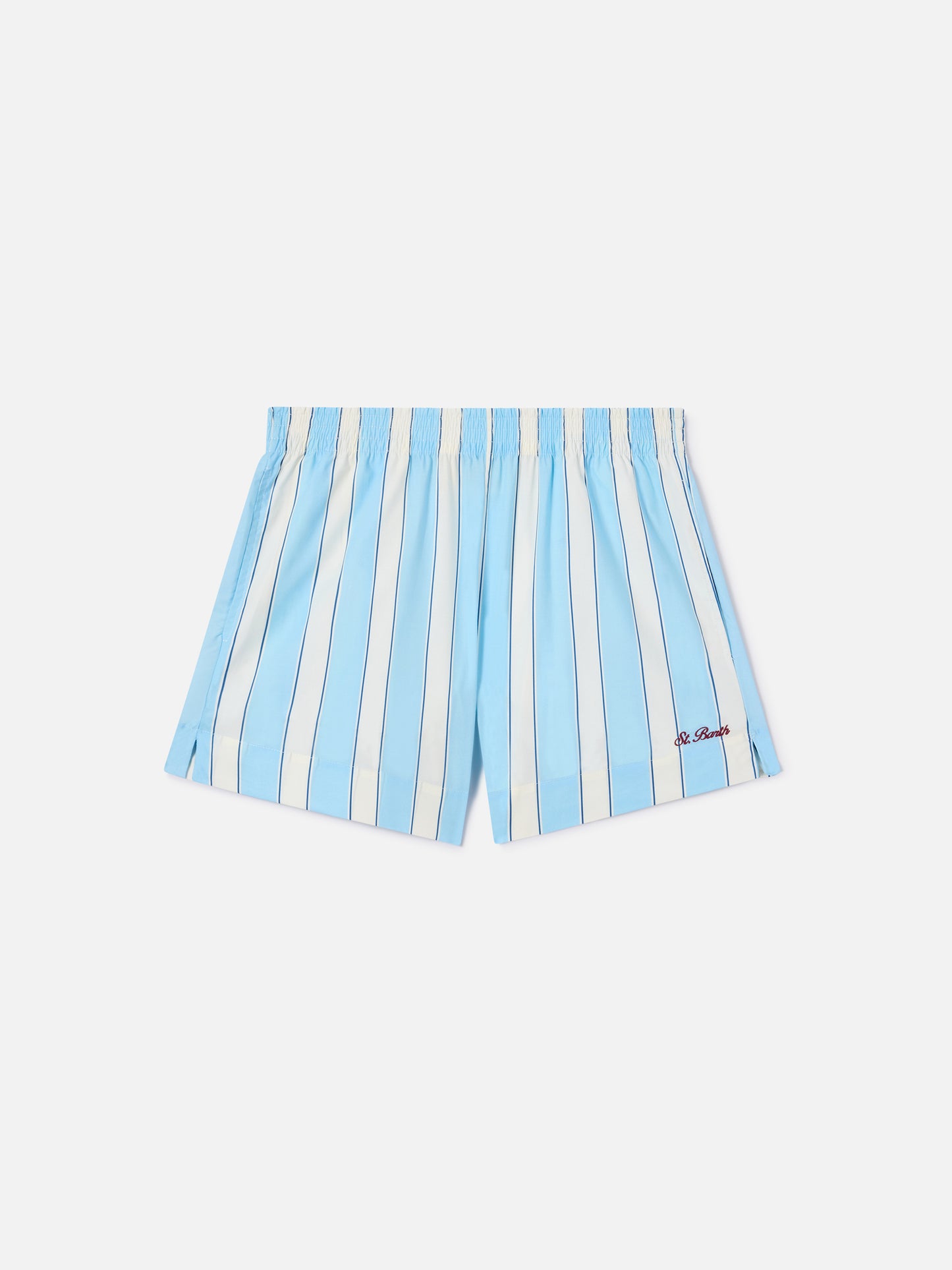 Short en coton Meave à rayures bleu clair 