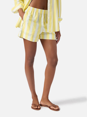 Yellow striped Meave cotton shorts