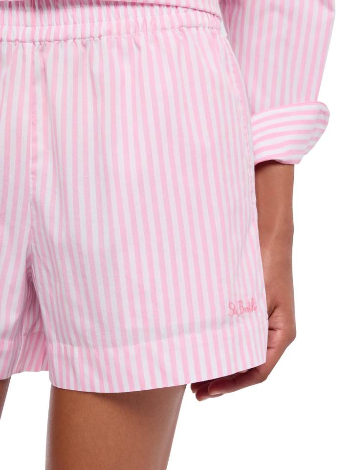 Meave shorts pull up in popeline di cotone con stampa a righe