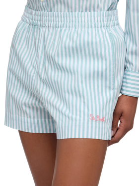 Meave – Pull-Up-Shorts aus Baumwollpopeline mit Streifenmuster