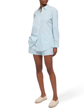Meave – Pull-Up-Shorts aus Baumwollpopeline mit Streifenmuster