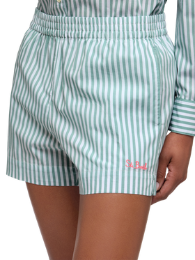 Meave shorts pull up in popeline di cotone con stampa a righe