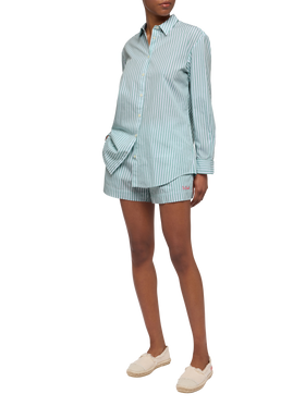 Meave shorts pull up in popeline di cotone con stampa a righe