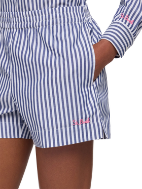 Meave cotton popline pull up shorts with striped print