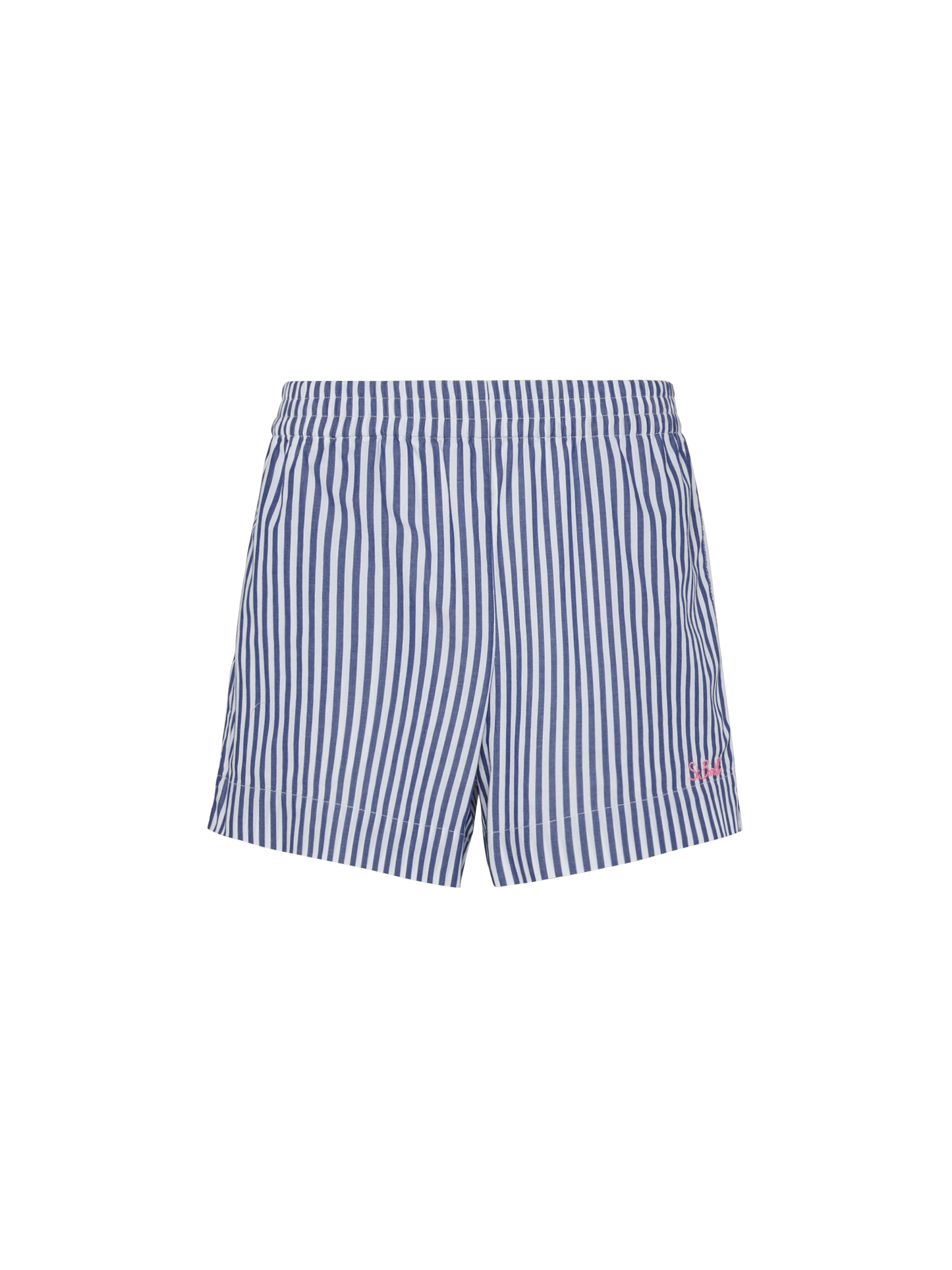 Meave cotton popline pull up shorts with striped print