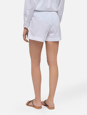 Meave white seersucker cotton pull-up shorts