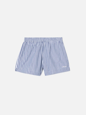 Blaue gestreifte Meave Shorts aus Popeline 