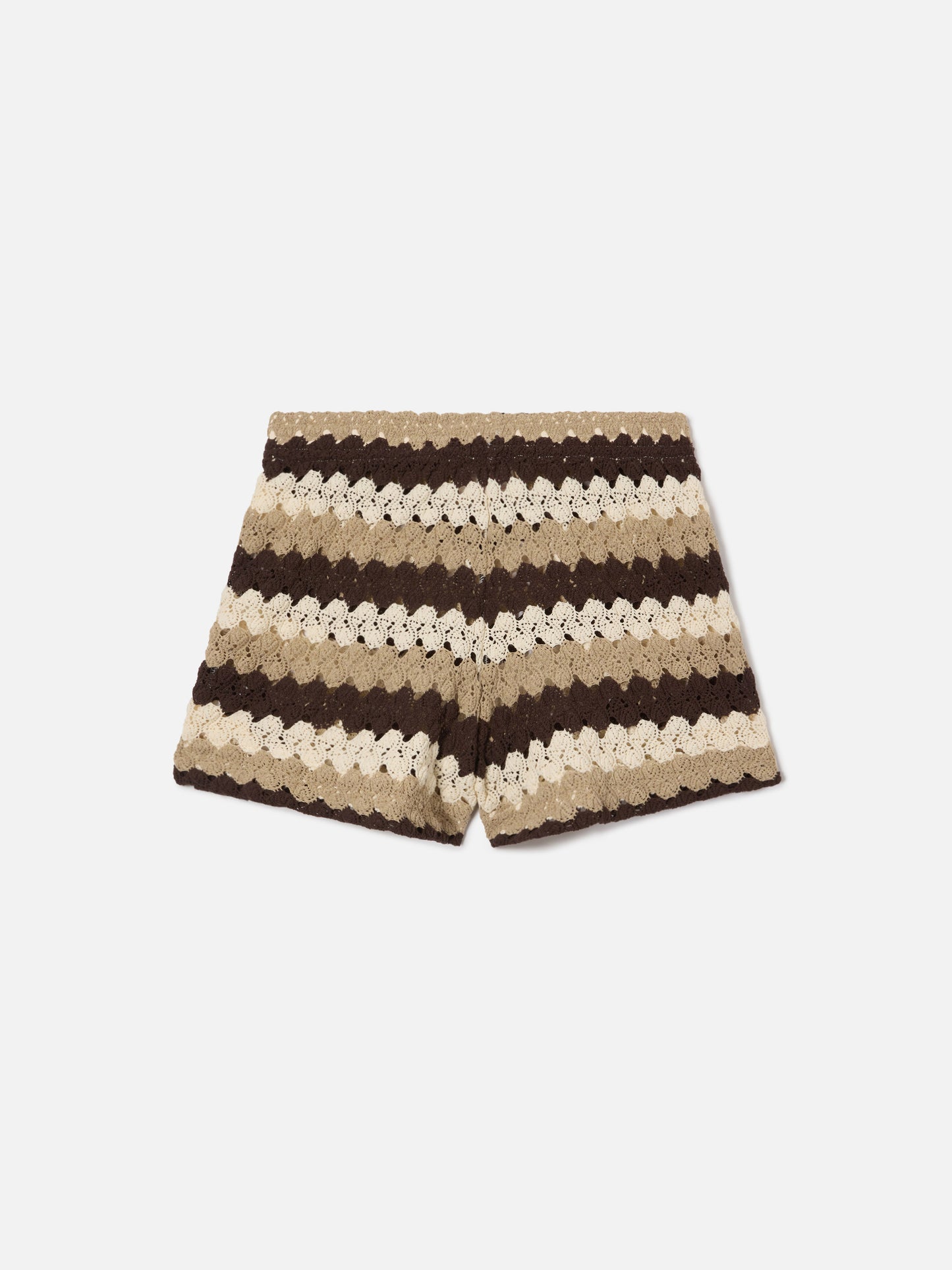 Shorts Meave in crochet a righe marroni