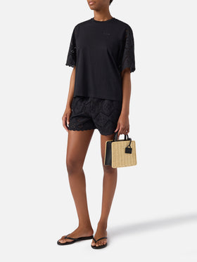 Black Meave broderie anglaise shorts