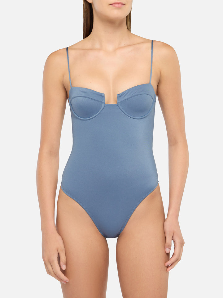 Medea shimmer avio blue underwired one-piece swimsuit