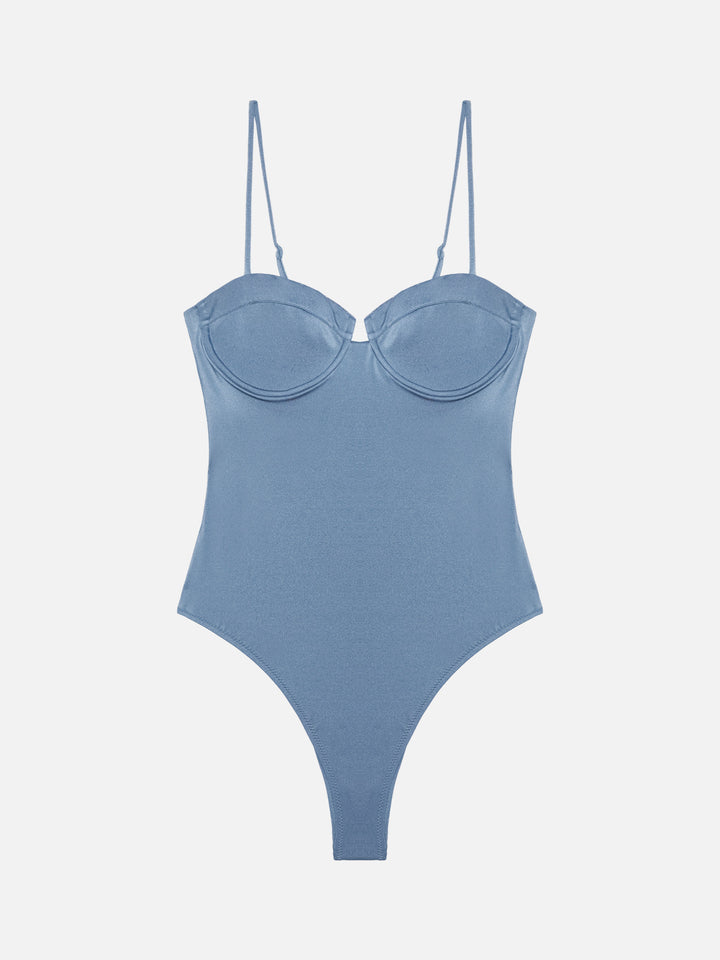 Medea shimmer avio blue underwired one-piece swimsuit