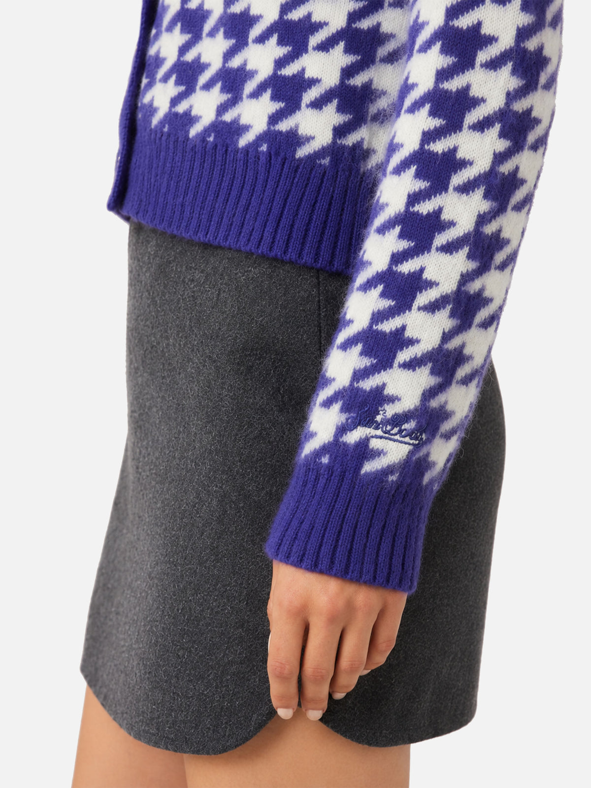 Lila pied de poule Megeve Cropped-Cardigan 