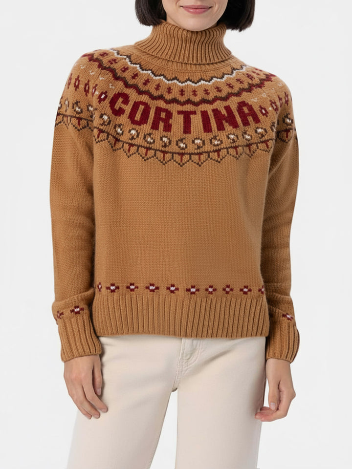 Woman cashmere blend sweater Meghan with nordic jacquard