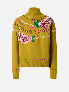 Maglione da donna in misto cashmere Meghan con jacquard nordico