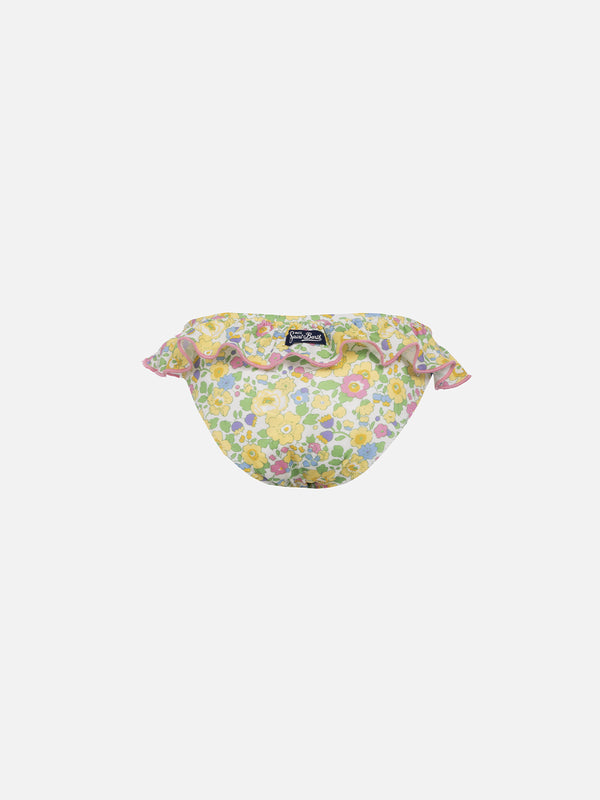 Slip da bagno da bambina con volant Melly con stampa Betsy | REALIZZATO CON TESSUTO LIBERTY