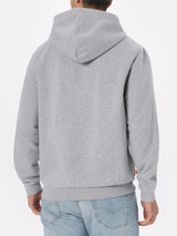 Man grey zipped and hooded sweatshirt with St. Barth embroidery