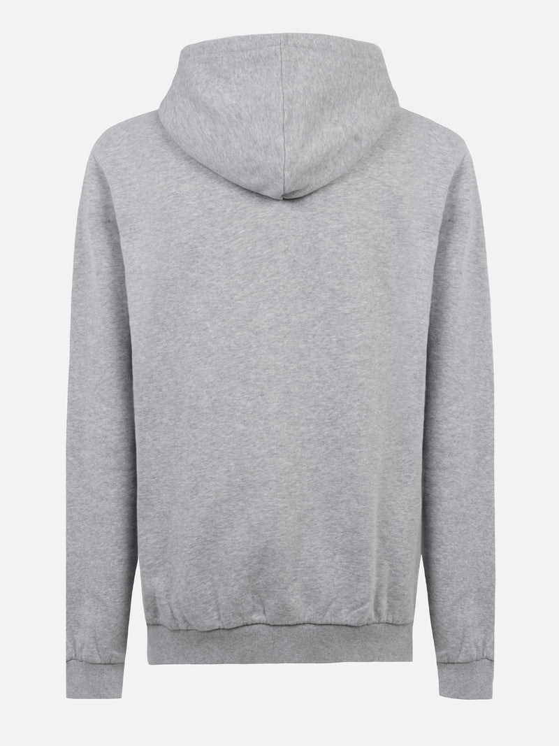 Man grey zipped and hooded sweatshirt with St. Barth embroidery