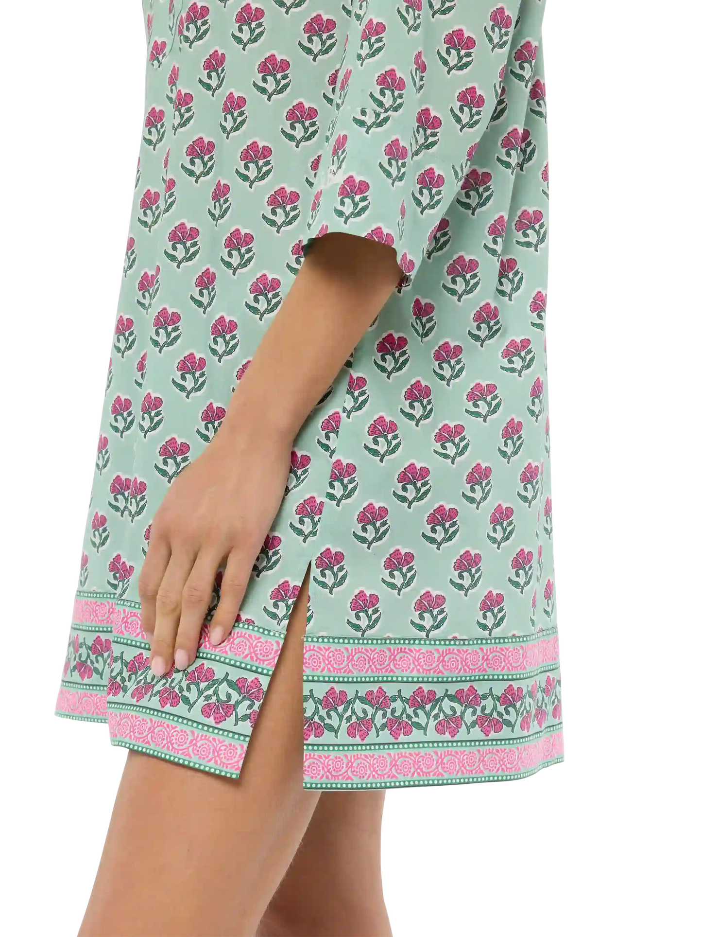 Macha cotton tunic dress with floral print