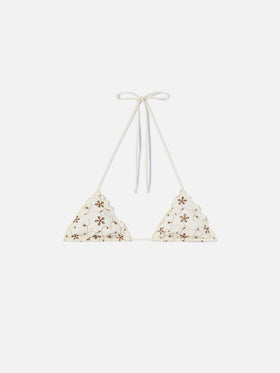 Sagittarius triangle bikini top in cream sangallo